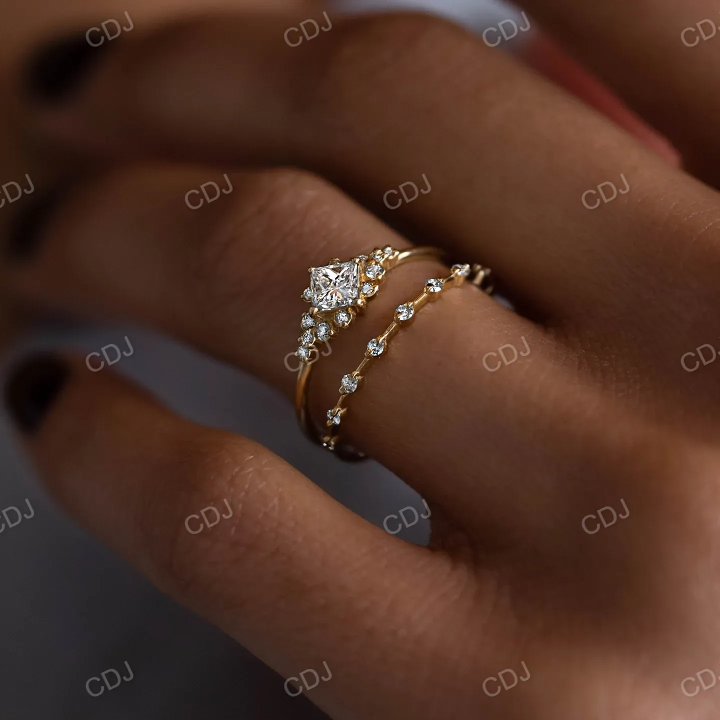 0.14CTW Lab Grown Distance Pave Diamond Wedding Band