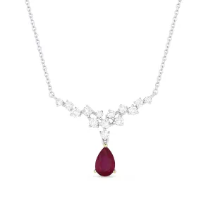 0.43Ct Ruby Necklace In 14K White Gold