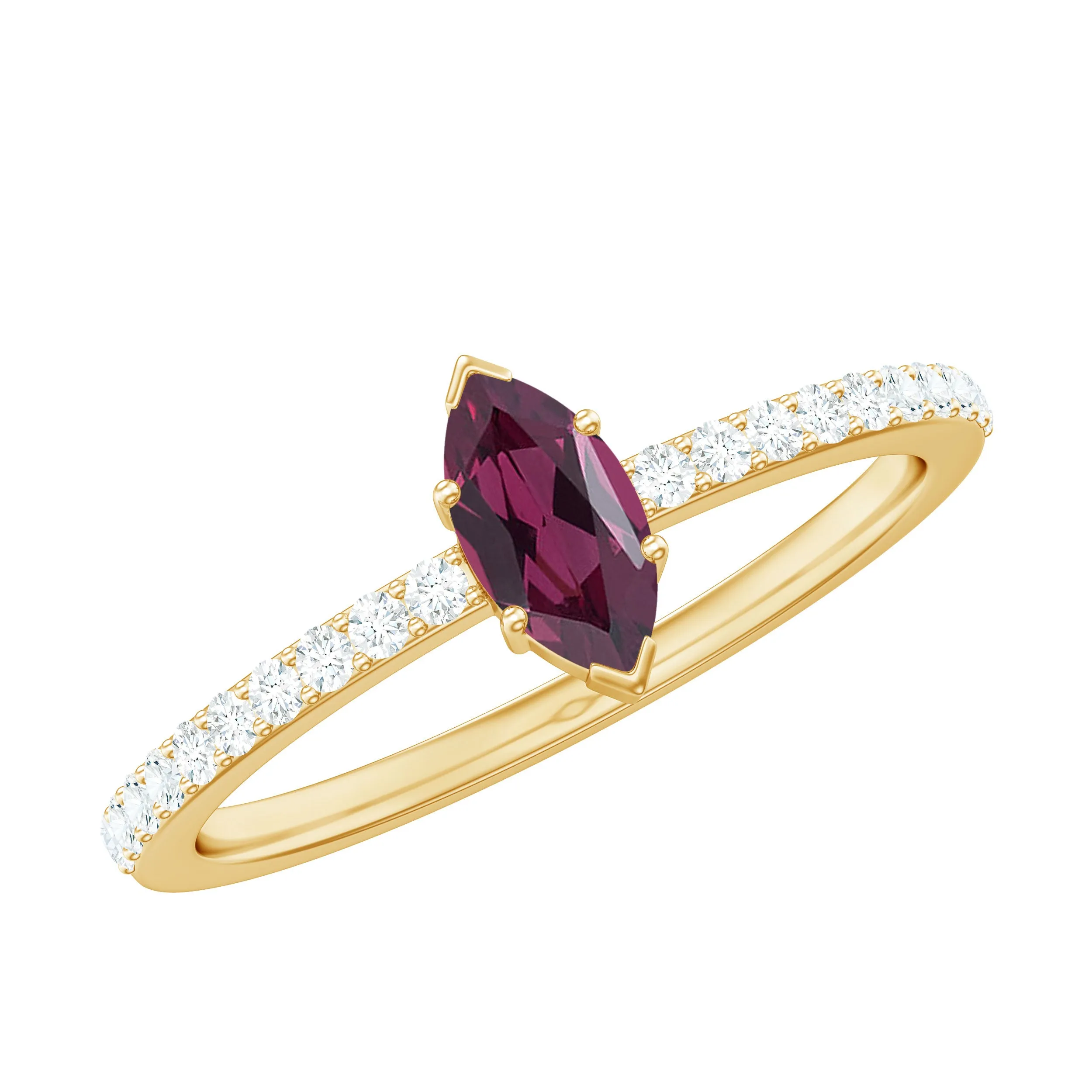 0.75 CT Natural Rhodolite Promise Ring with Diamond Accent