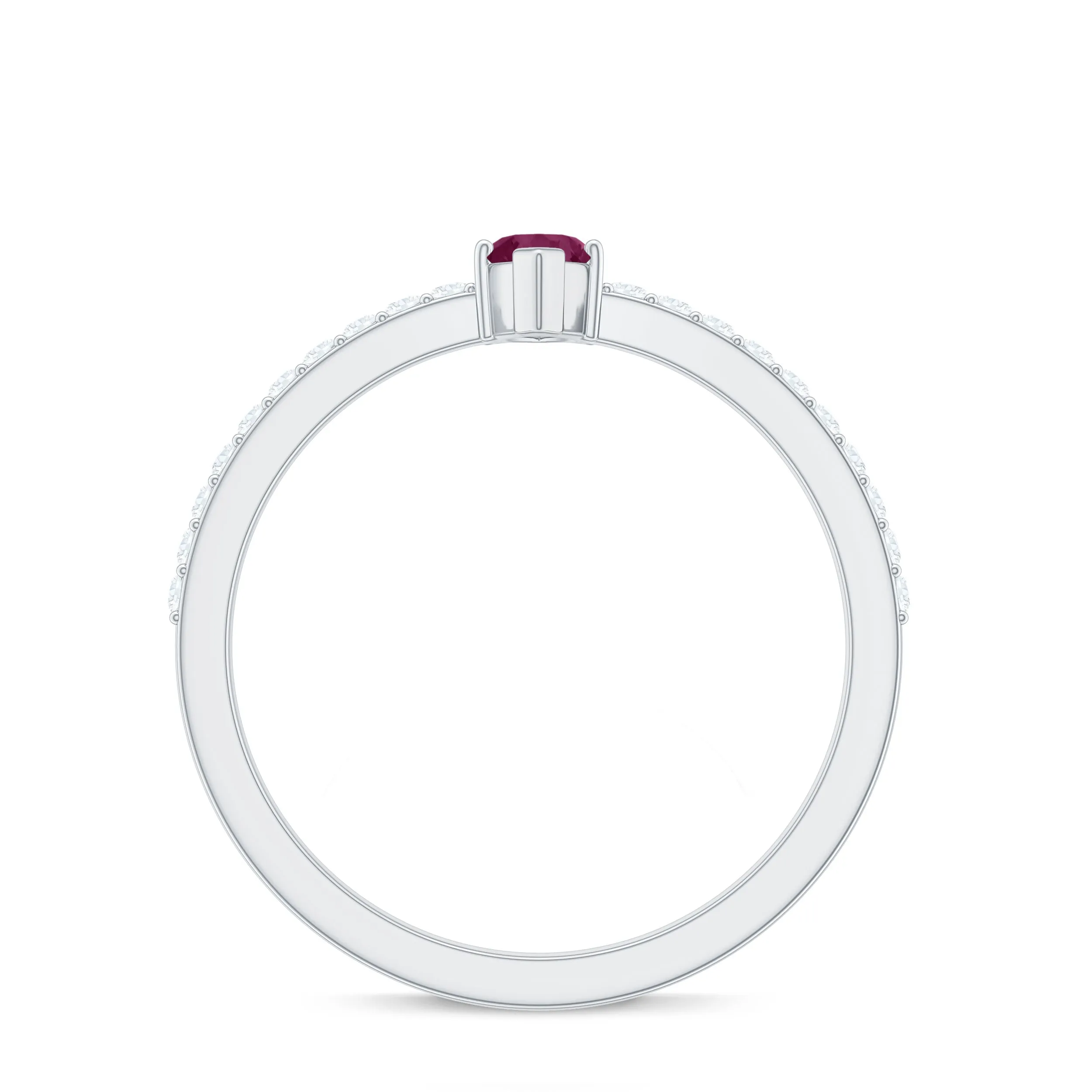 0.75 CT Natural Rhodolite Promise Ring with Diamond Accent