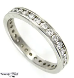 0.75CT PLATINUM ETERNITY DIAMOND WEDDING ANNIVERSARY RING SIZE 6