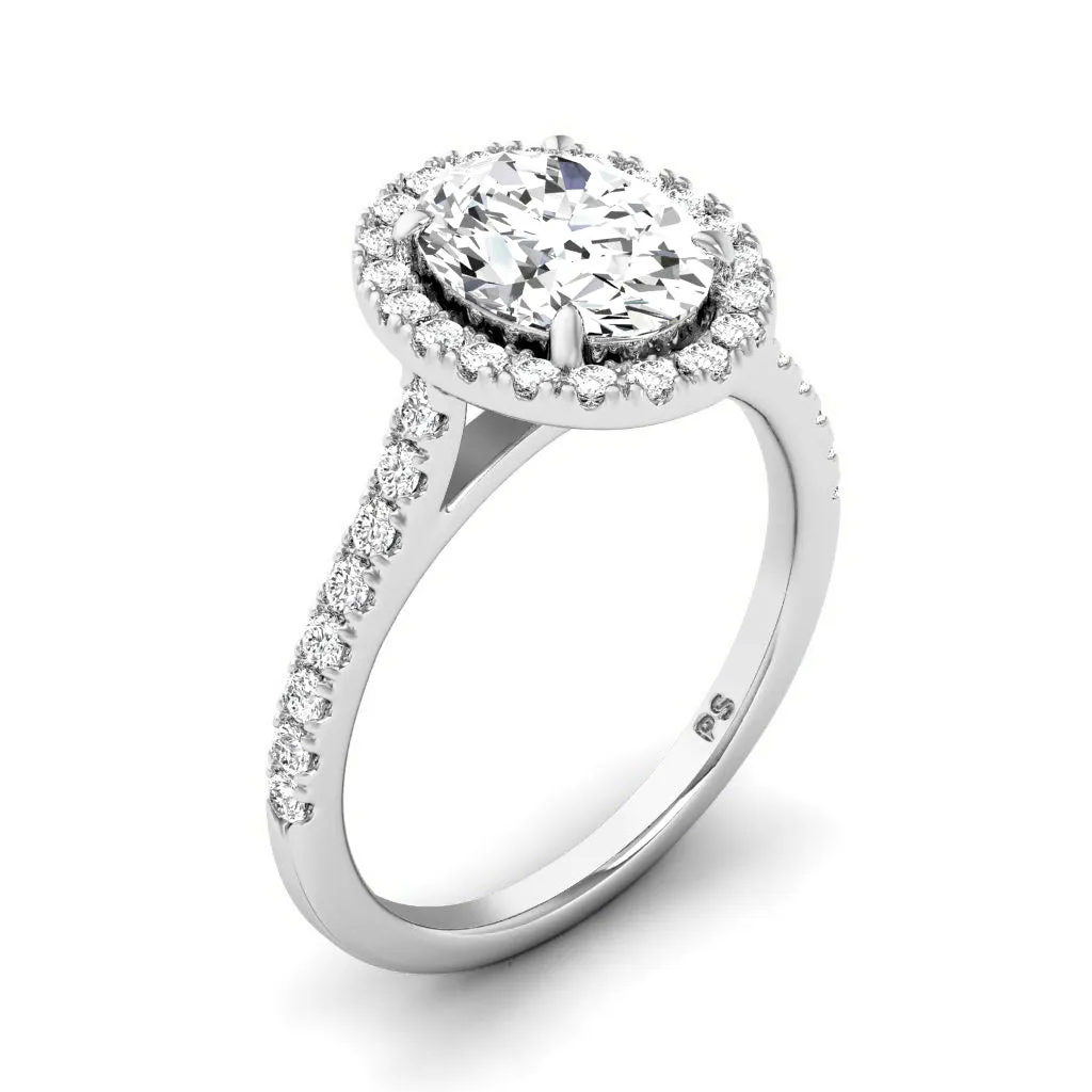 0.95-3.45 CT Round & Oval Cut Lab Grown Diamonds - Halo Ring