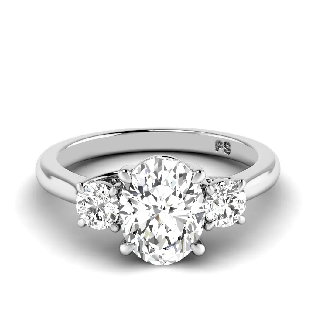 0.95-3.45 CT Round & Oval Cut Lab Grown Diamonds - Three Stone Ring