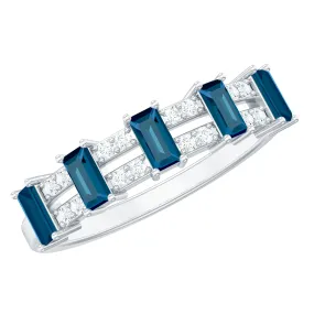 1 CT London Blue Topaz and Diamond Wide Band Ring