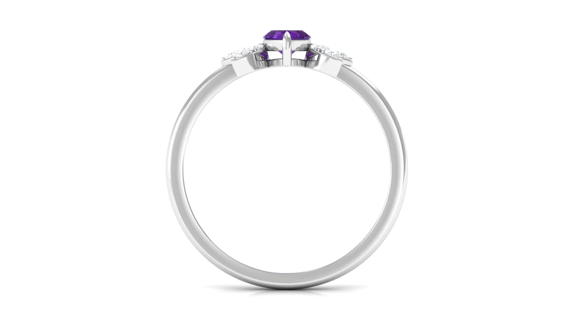 1 Ct Marquise Amethyst and Diamond Engagement Ring