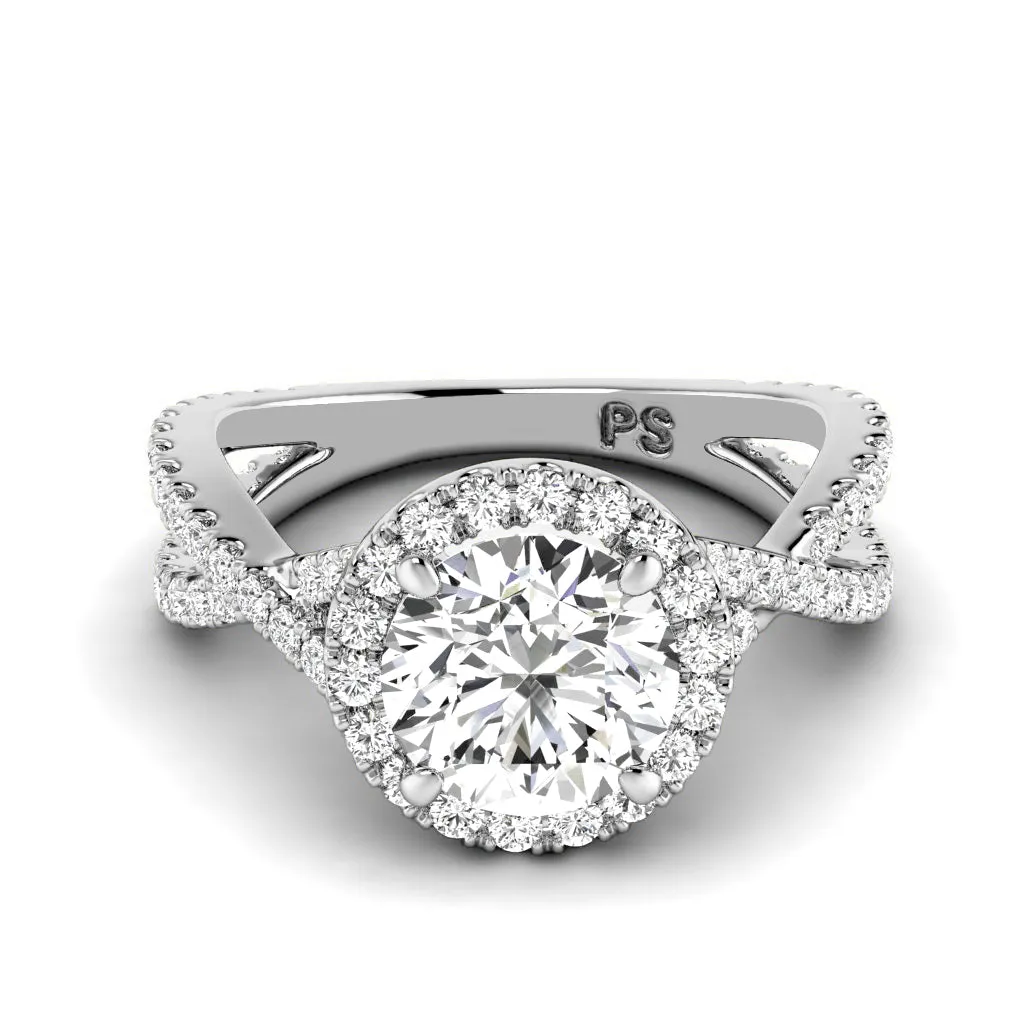 1.10-3.60 CT Round Cut Lab Grown Diamonds - Halo Ring