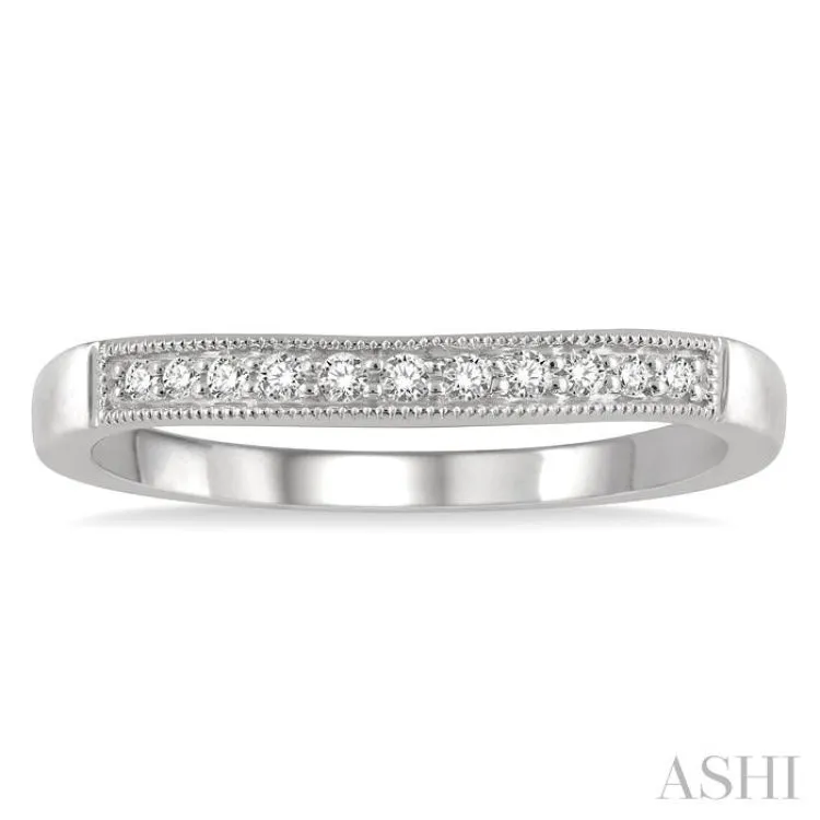 1/10 ctw Arched Round Cut Diamond Wedding Band in 14K White Gold