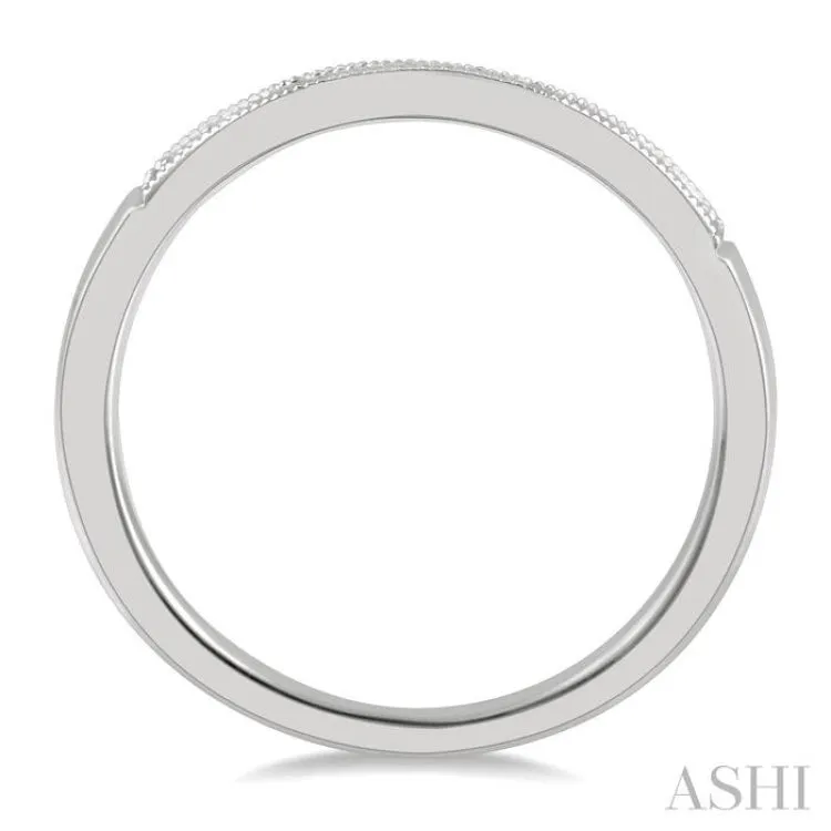 1/10 ctw Arched Round Cut Diamond Wedding Band in 14K White Gold