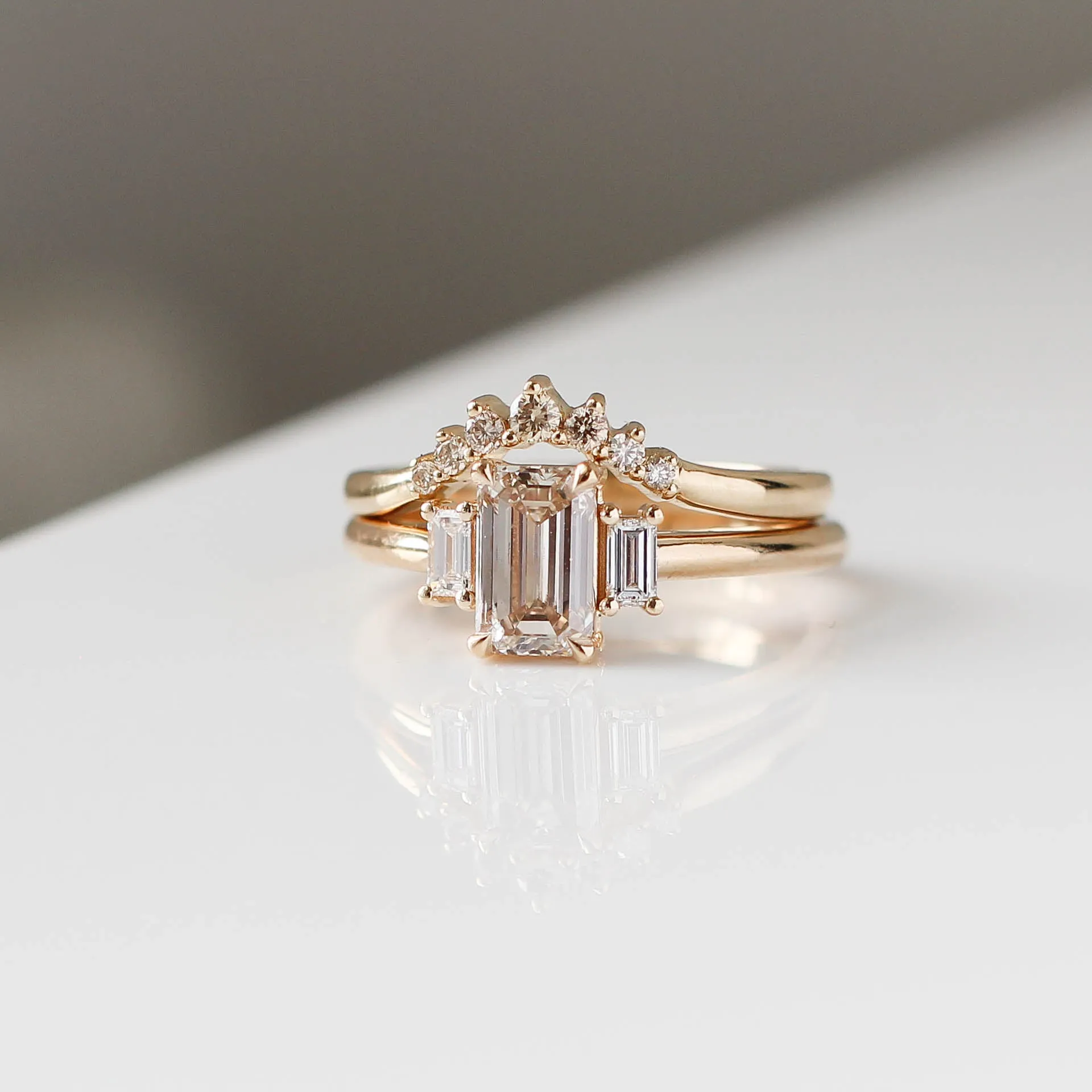 1.13ct Emerald Cut Champagne Diamond Ring