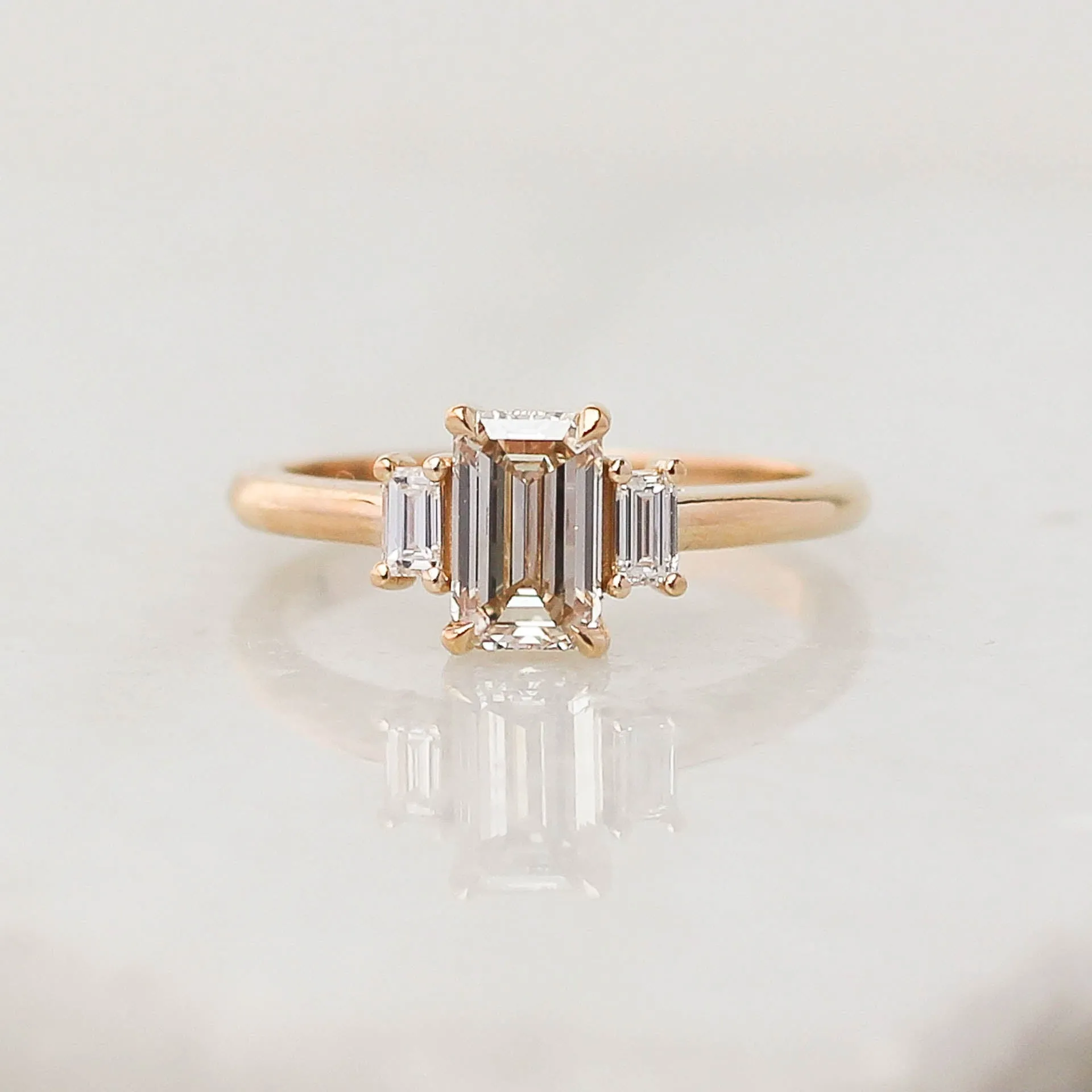 1.13ct Emerald Cut Champagne Diamond Ring