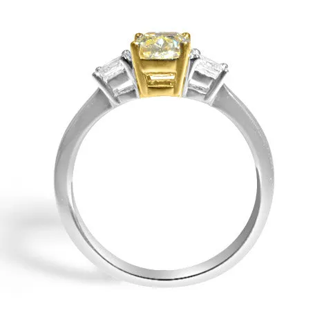 1.22ctw Canary Fancy Yellow Three Stone Diamond Engagement Ring