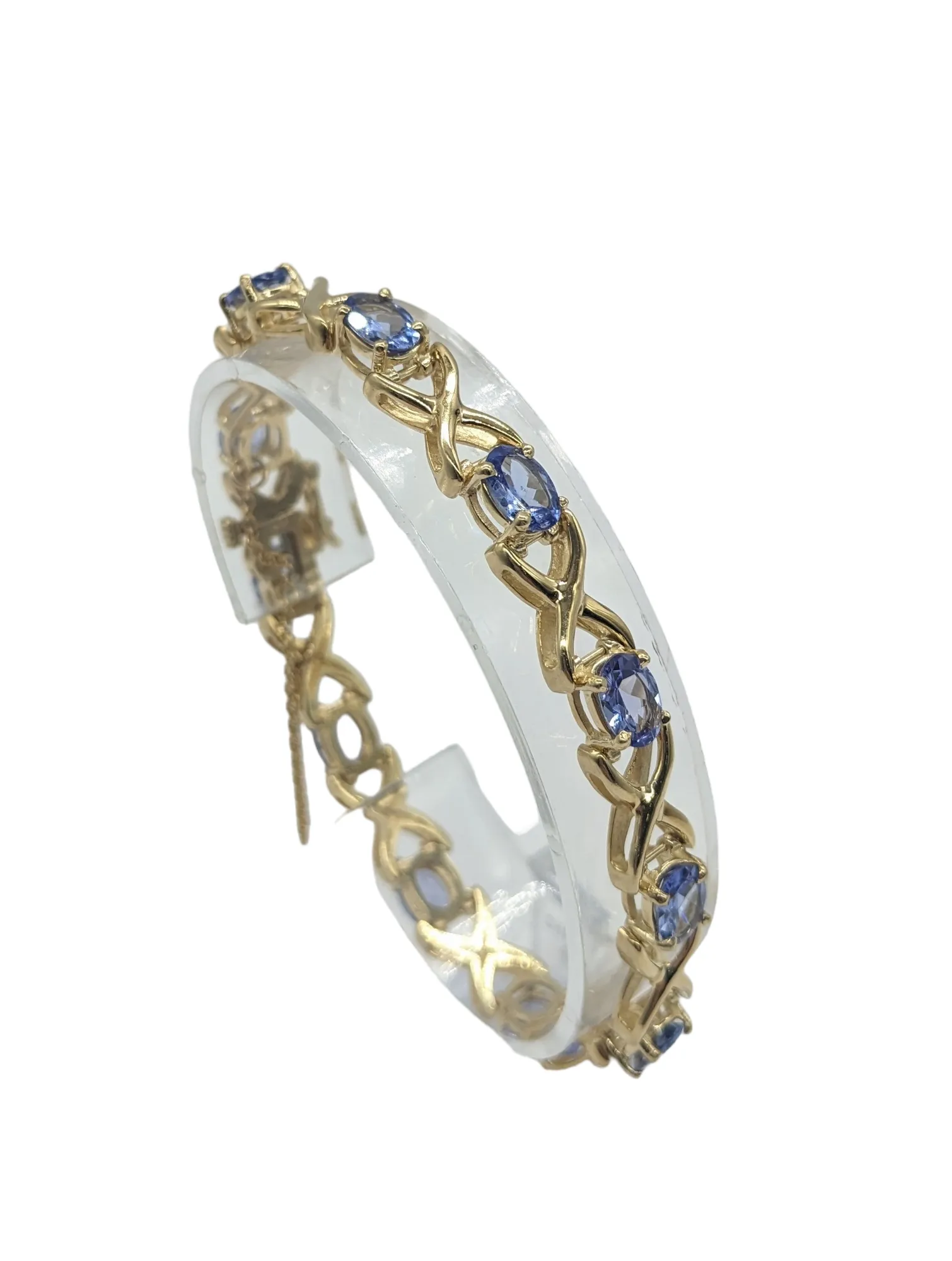 14 Karat Gold and Tanzanite X Link Bracelet