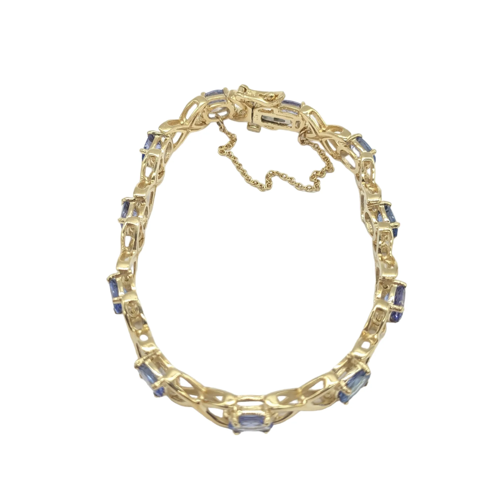 14 Karat Gold and Tanzanite X Link Bracelet