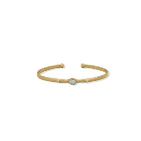 14 Karat Gold Plated Synthetic Opal and CZ Cuff Bracelet