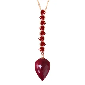 14.55 Carat 14K Solid Rose Gold Necklace Pointy Briolette Drop Ruby