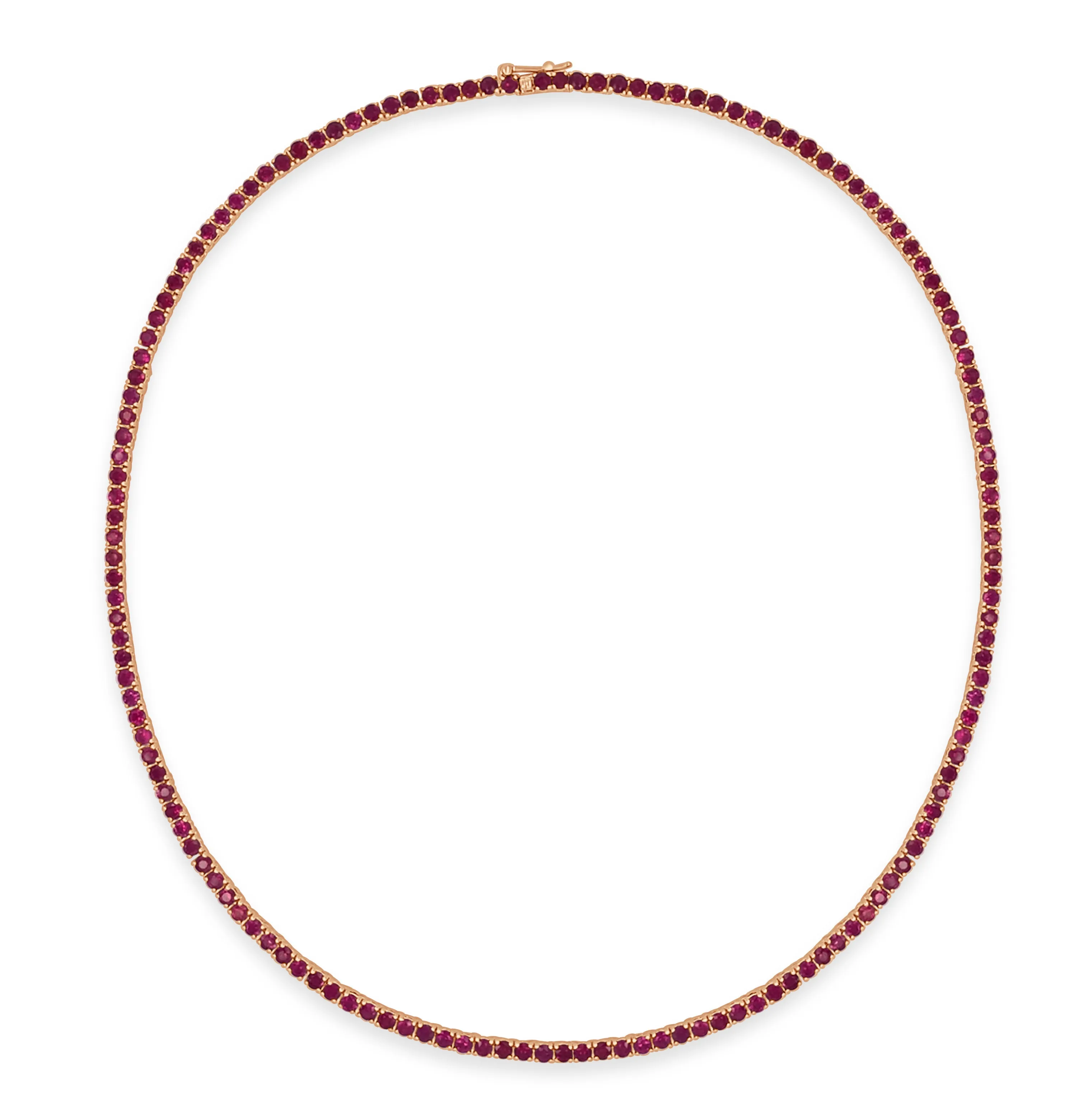 14k Gold & Ruby Tennis Necklace - 10.76ct