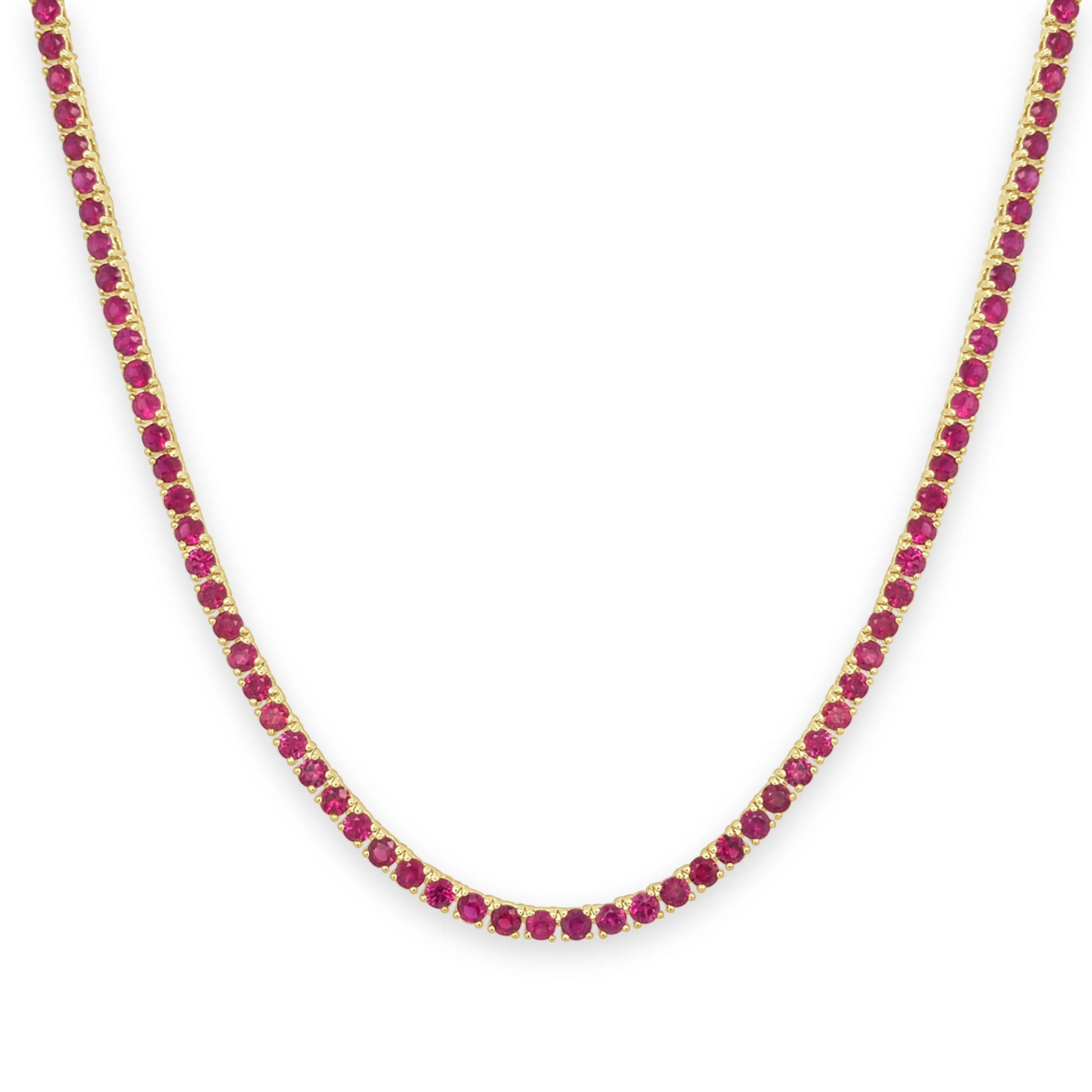 14k Gold & Ruby Tennis Necklace - 10.76ct