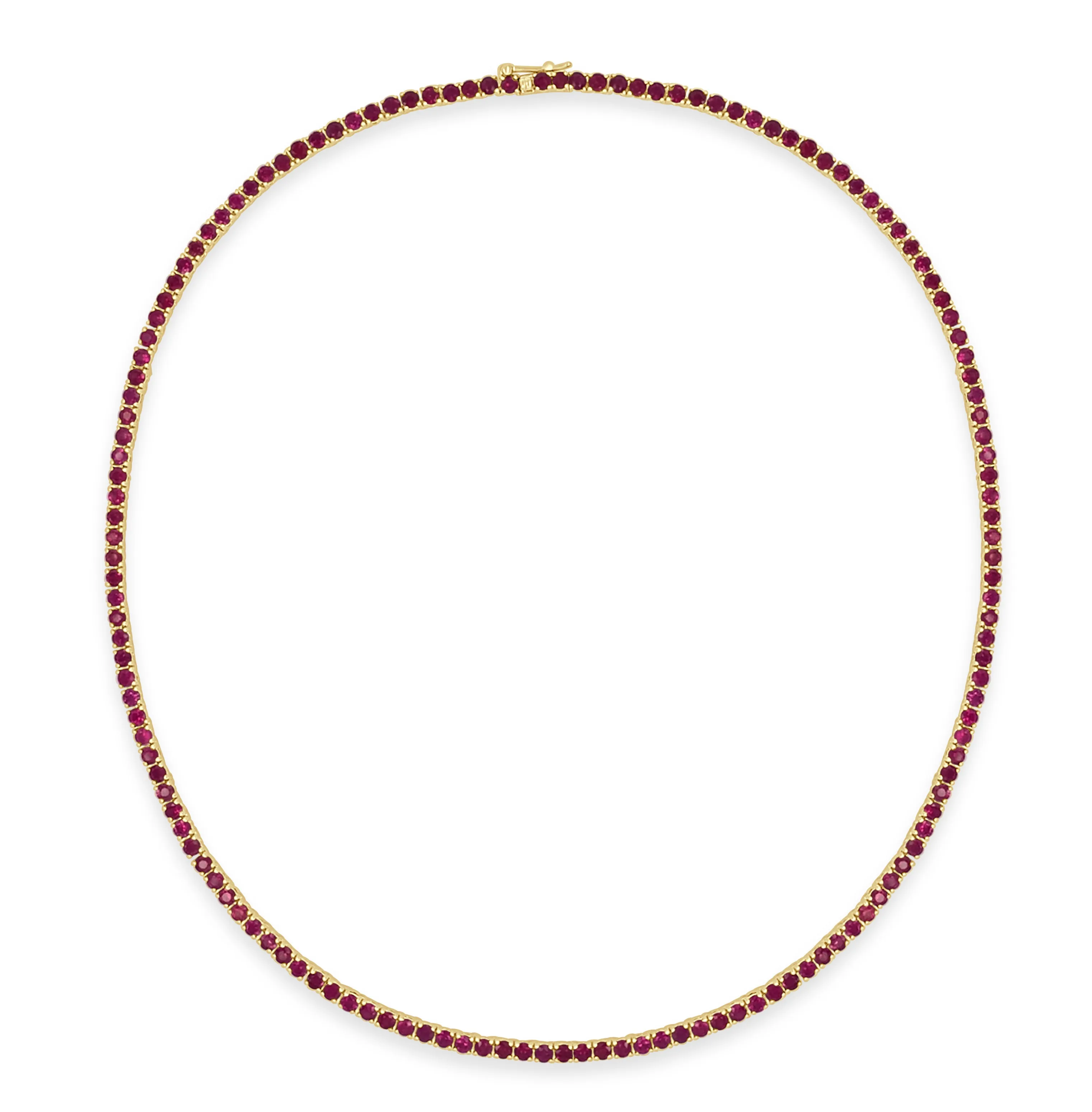 14k Gold & Ruby Tennis Necklace - 10.76ct