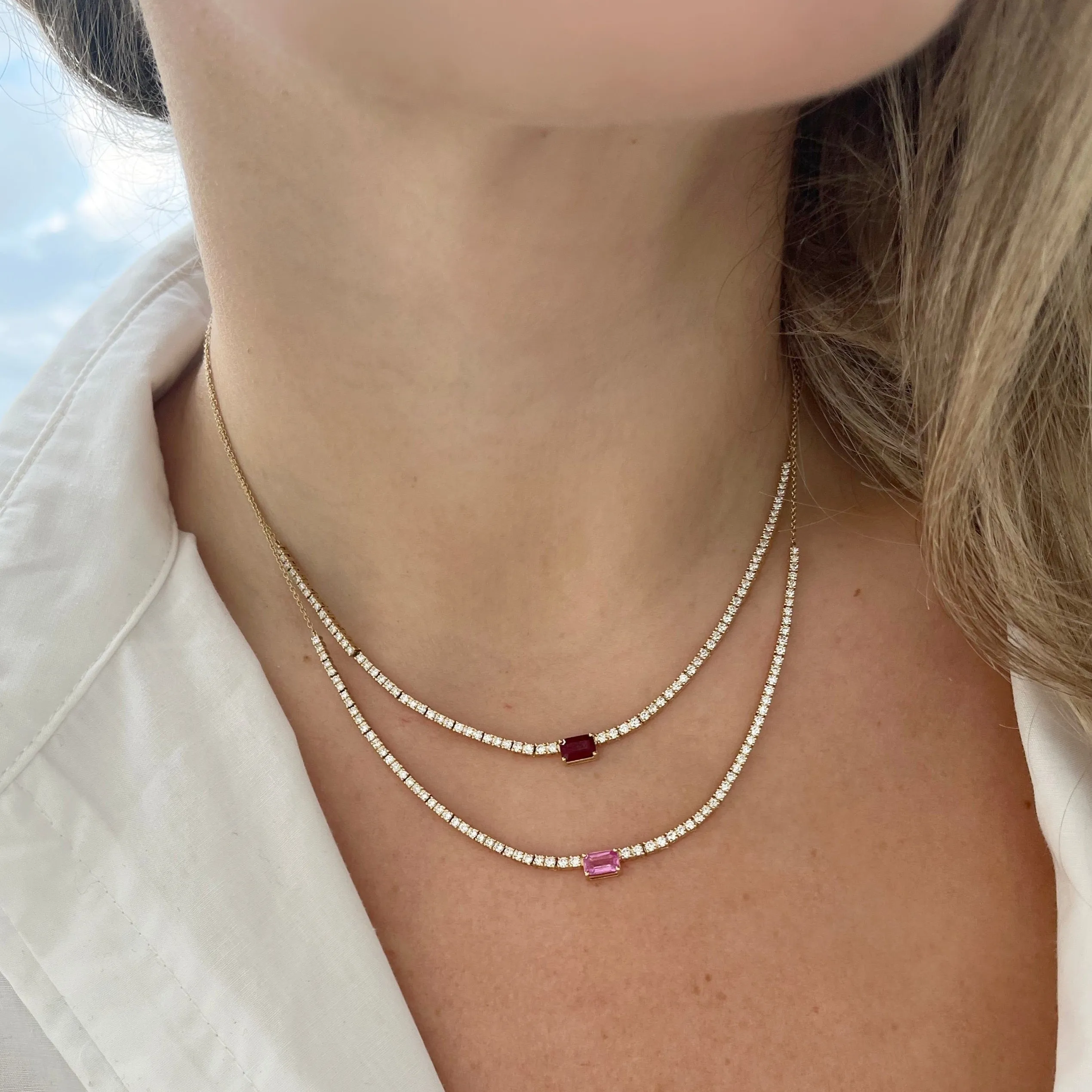 14K GOLD DIAMOND RUBY LAYLA NECKLACE