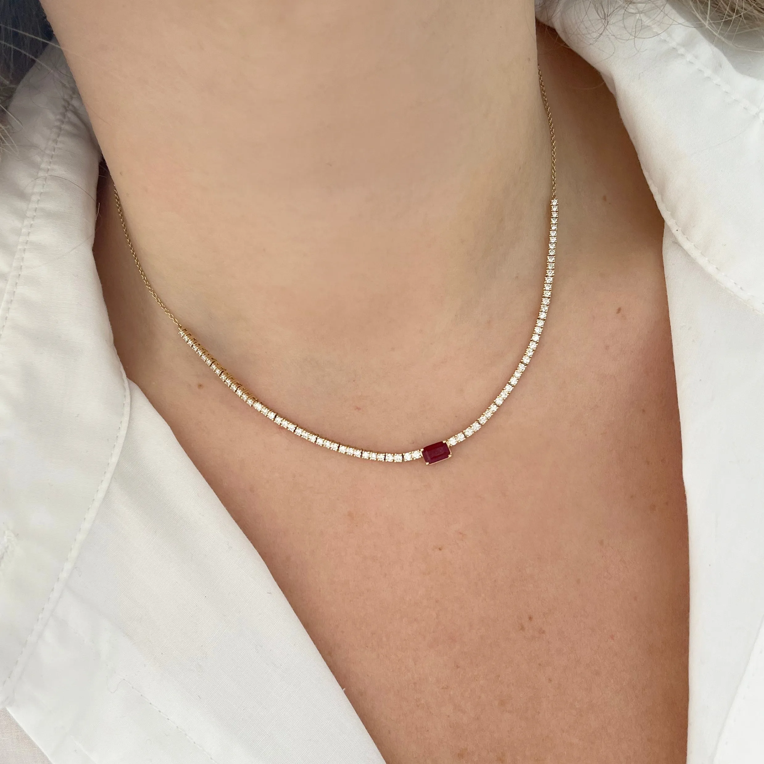 14K GOLD DIAMOND RUBY LAYLA NECKLACE