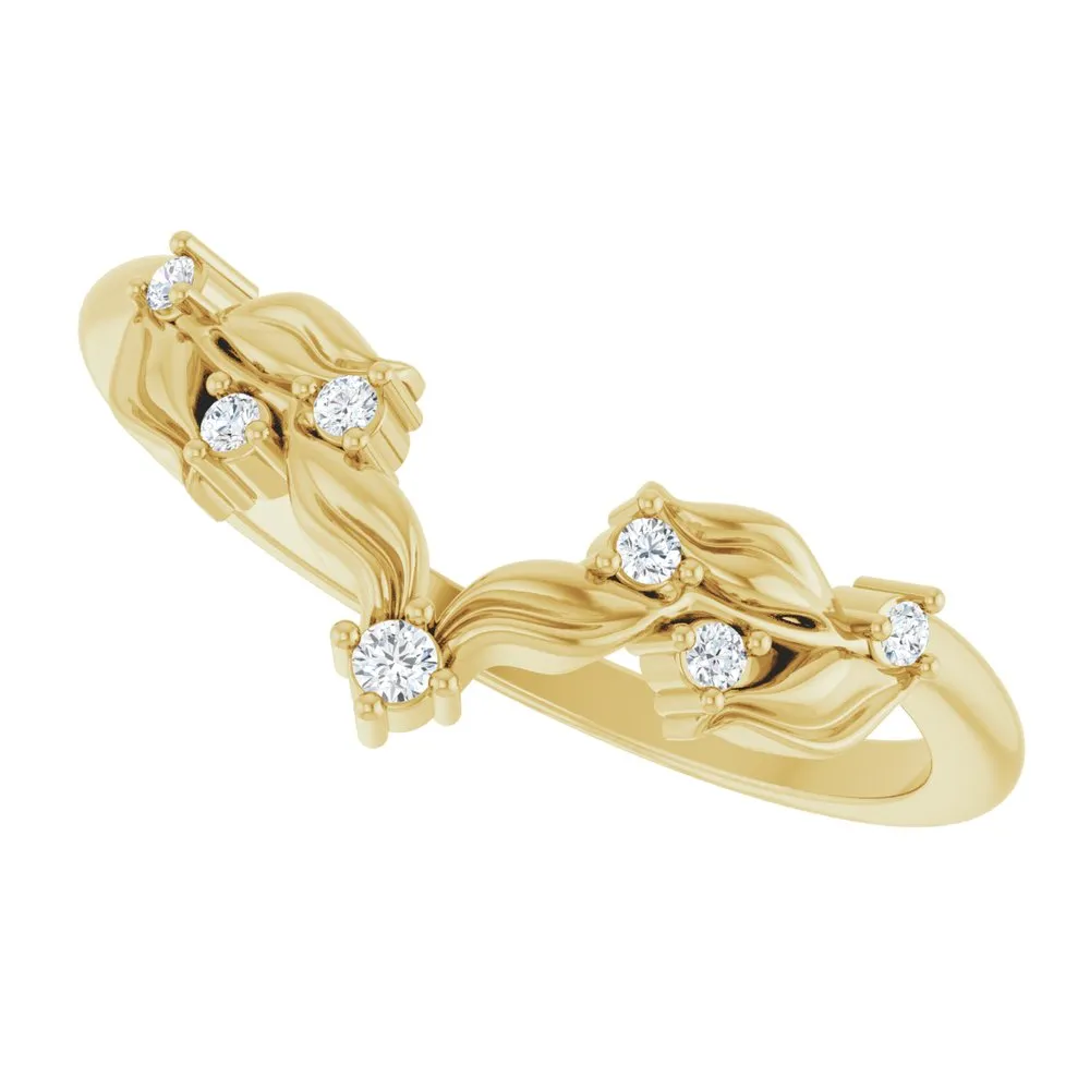 14K Gold Floral Design Lab-Grown Diamond Band