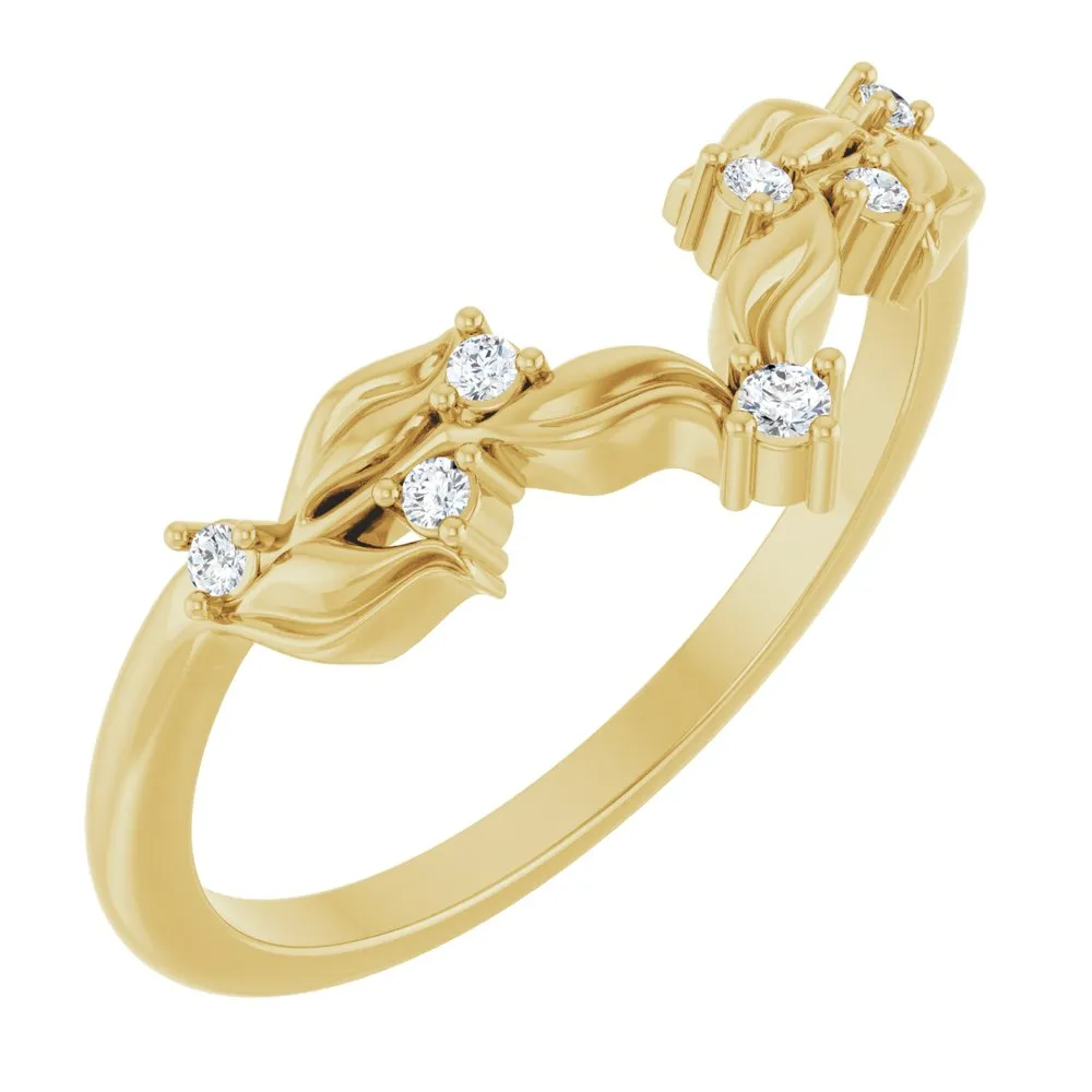 14K Gold Floral Design Lab-Grown Diamond Band