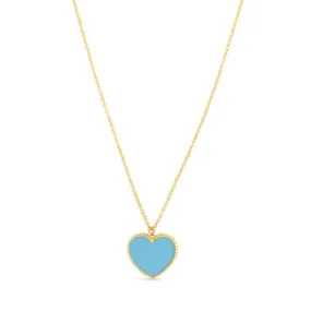 14k Gold Turquoise Heart Pendant Necklace