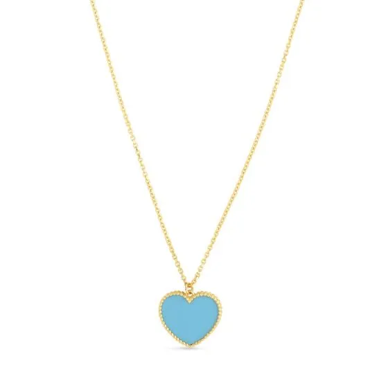 14k Gold Turquoise Heart Pendant Necklace