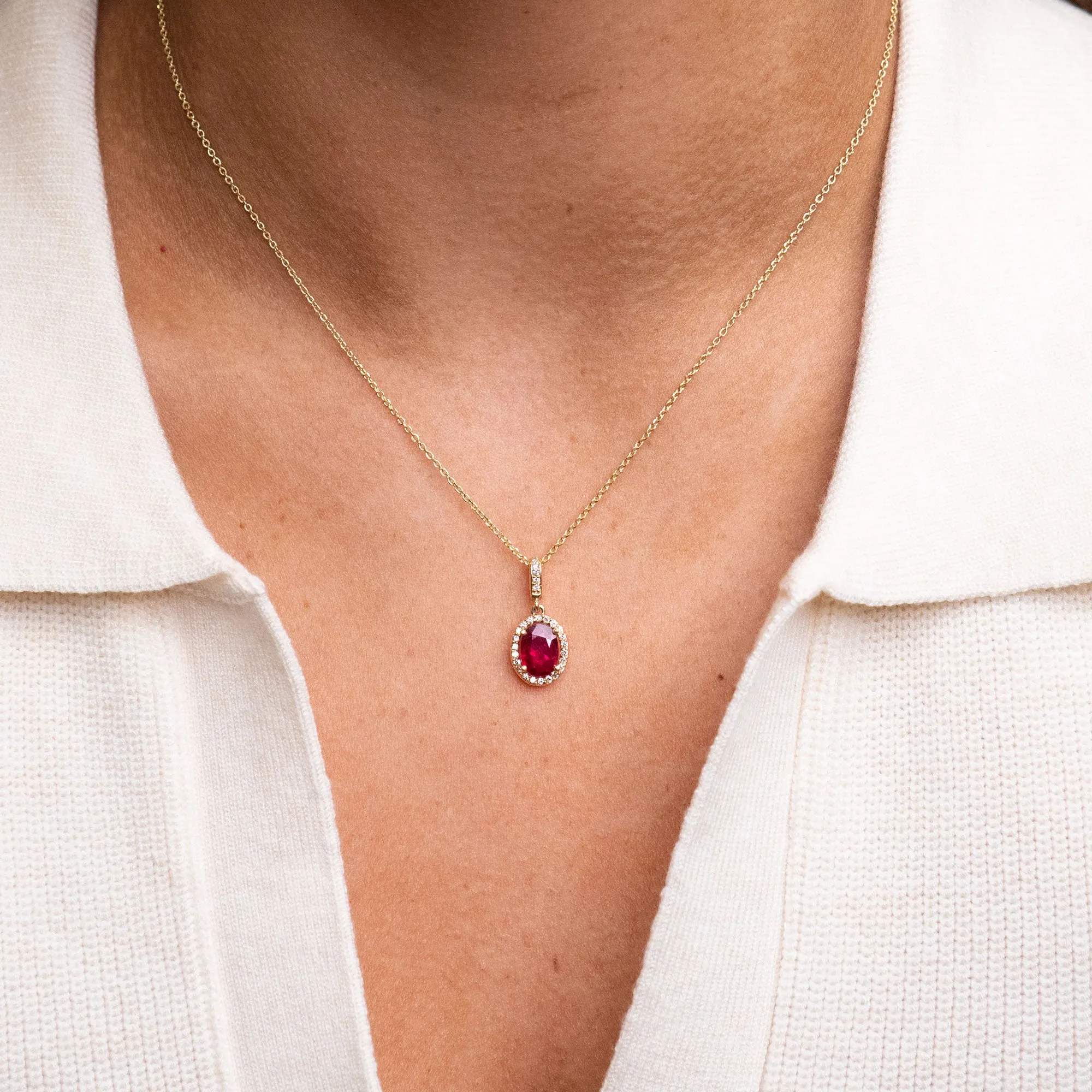 14k Oval Ruby Necklace