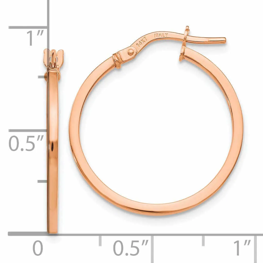 14k Rose Gold Polished Finish Hoop Earrings