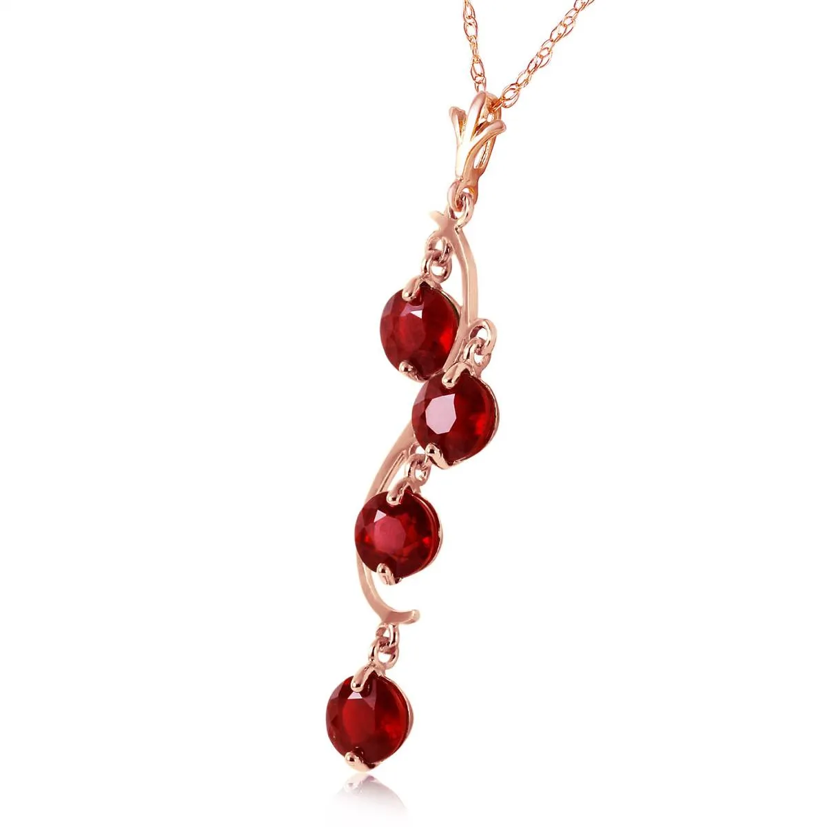 14K Solid Rose Gold Ruby Necklace Jewelry New