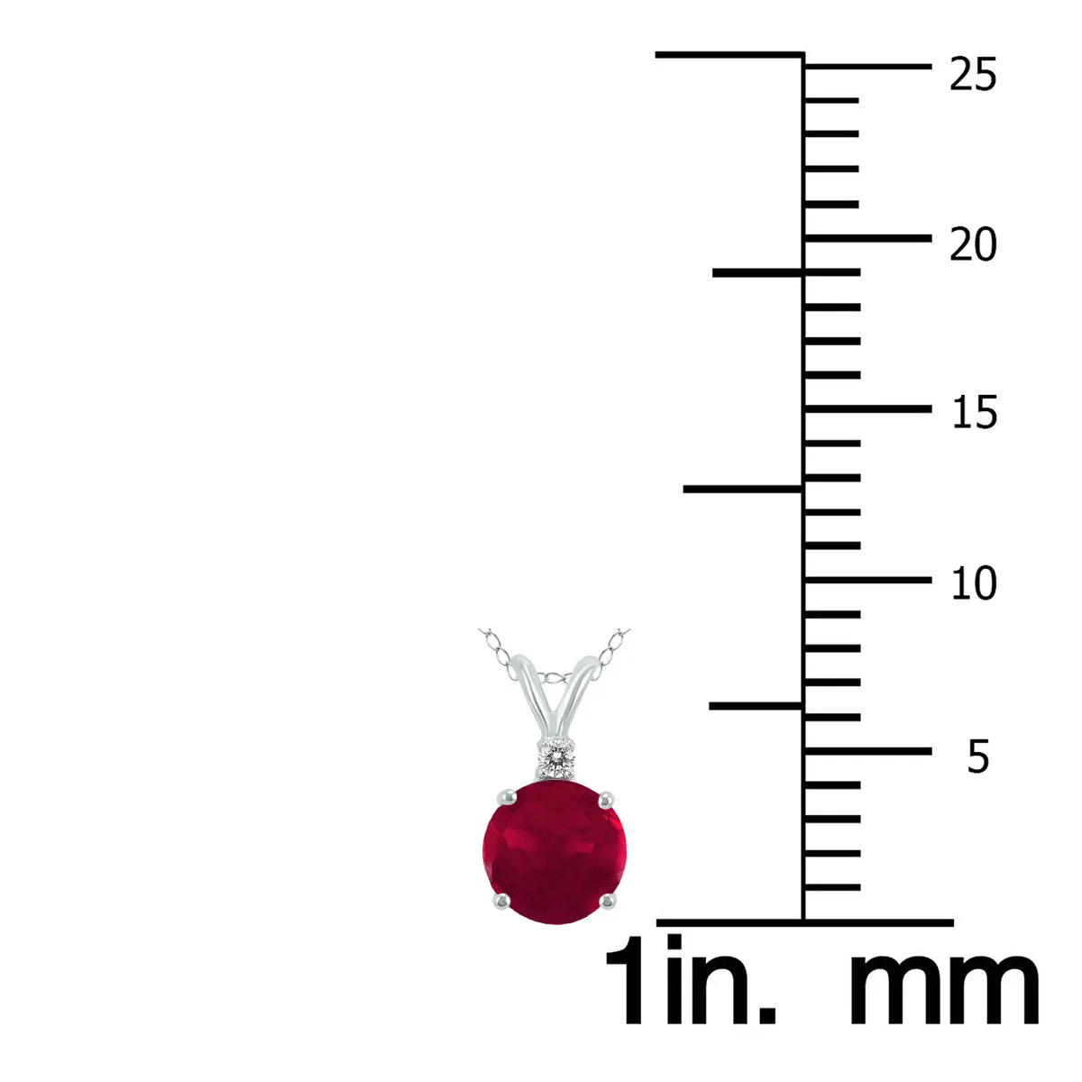 14K White Gold 4Mm Round Ruby And Diamond Pendant