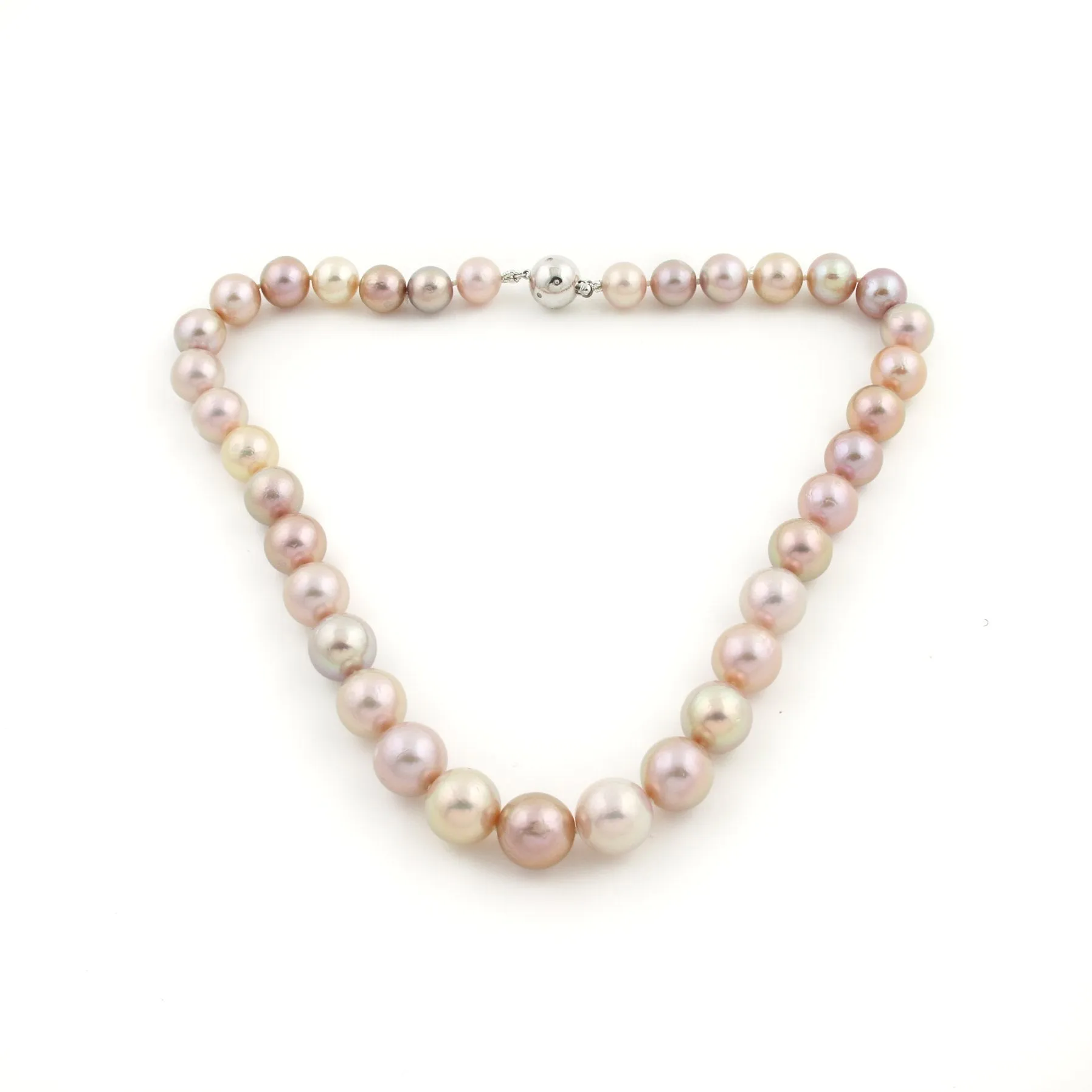 14k White Gold Diamond Clasp x Lavender Pearl Necklace