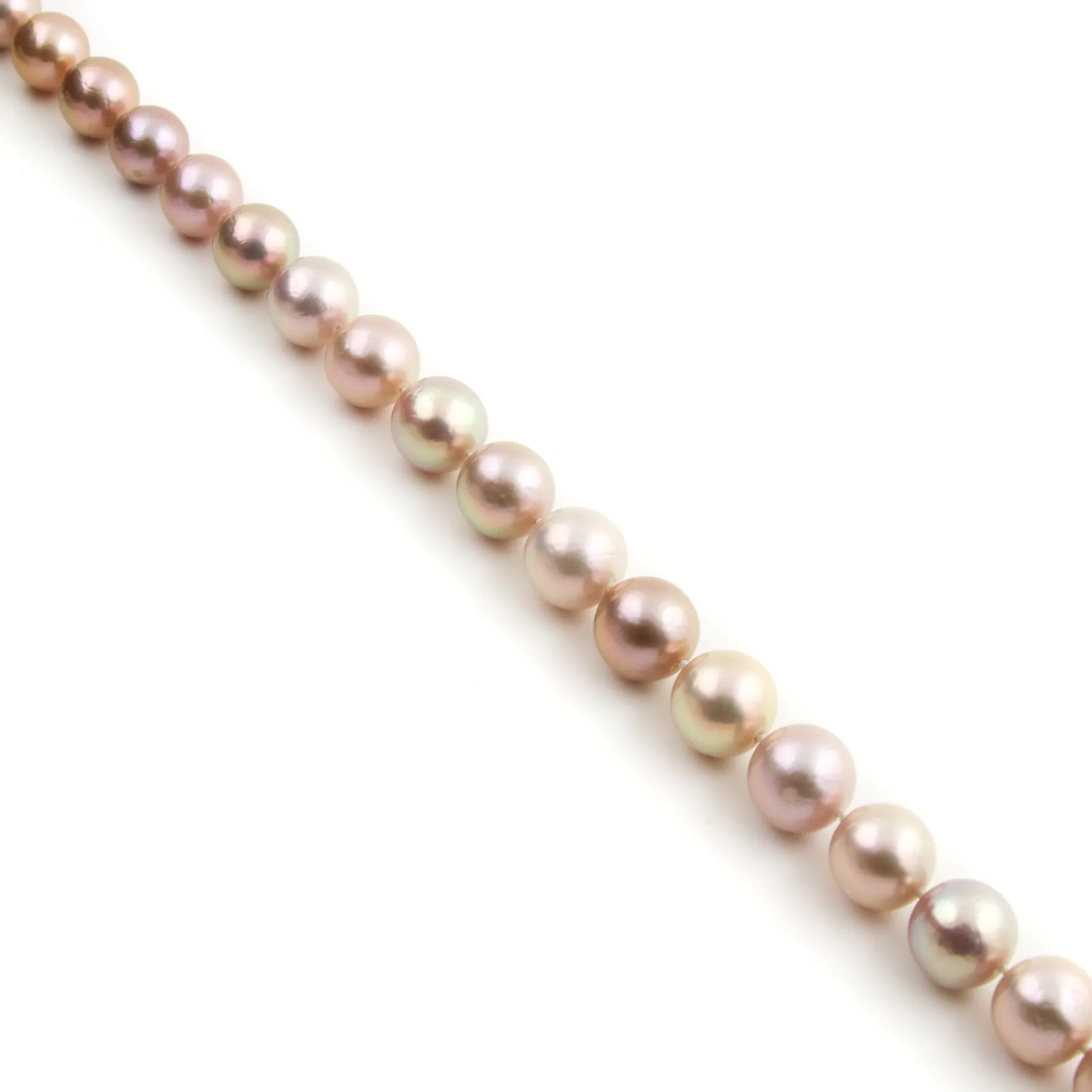 14k White Gold Diamond Clasp x Lavender Pearl Necklace