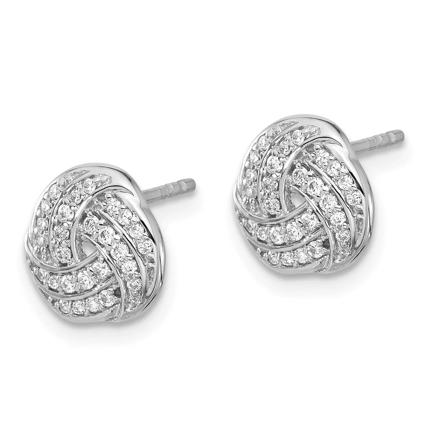 14k White Gold Diamond Love Knot Earrings