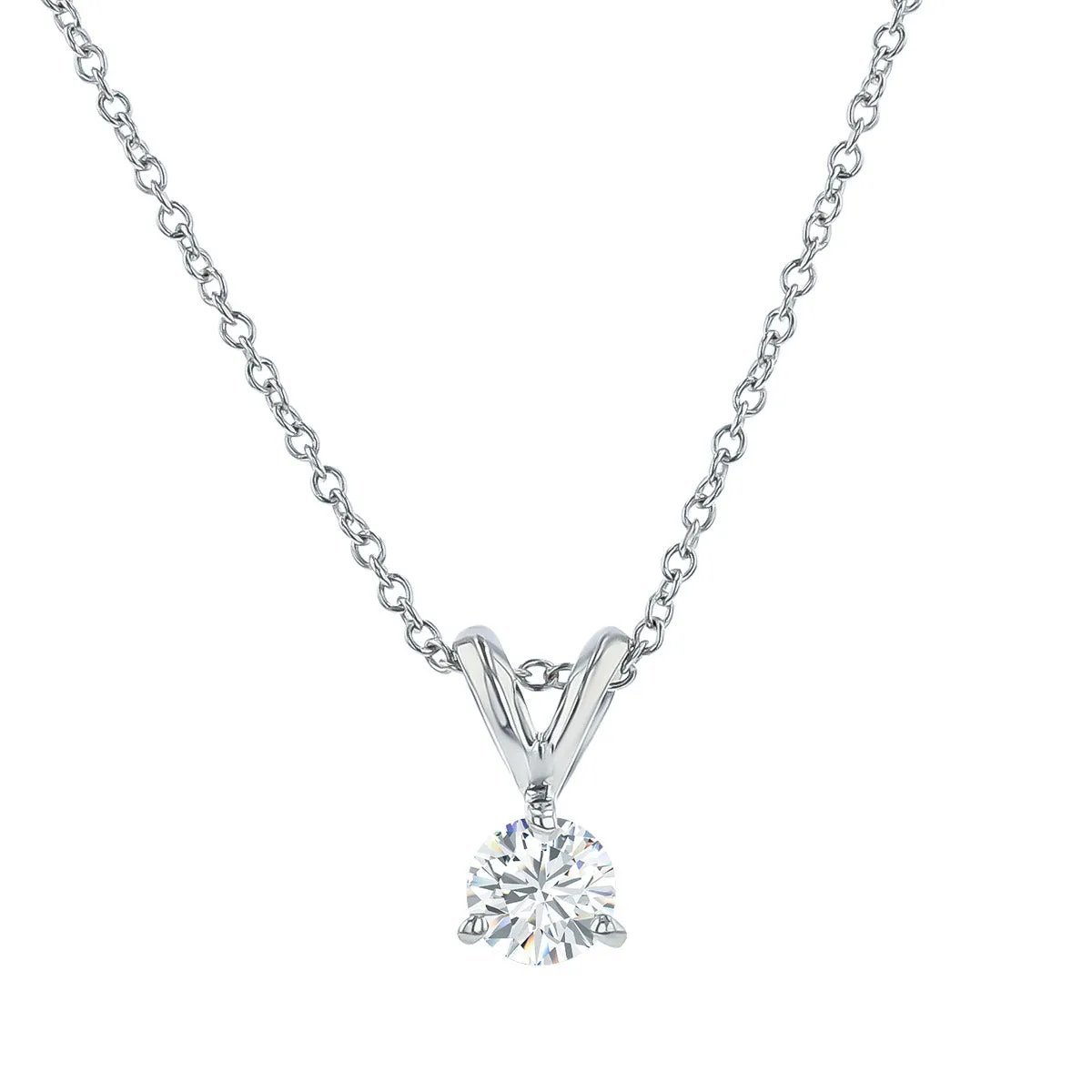 14K White Gold Diamond Pendant Necklace