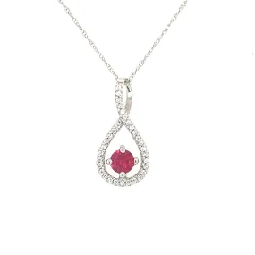 14K White Gold Ruby and Diamond Infinity Necklace