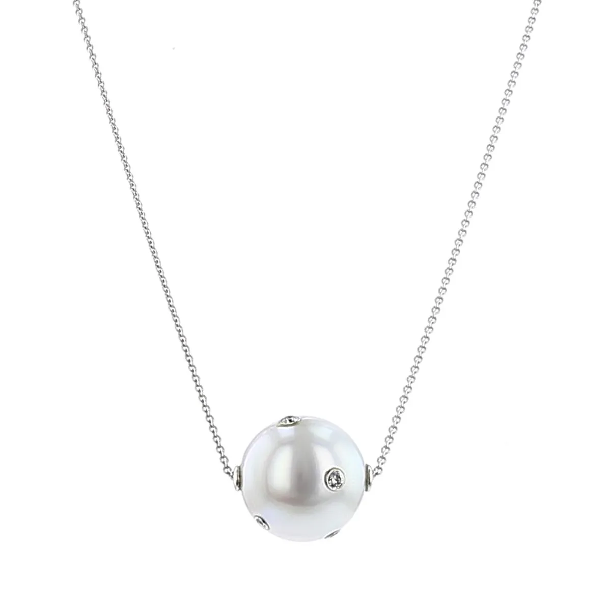 14K White Gold South Sea Pearl with Diamonds