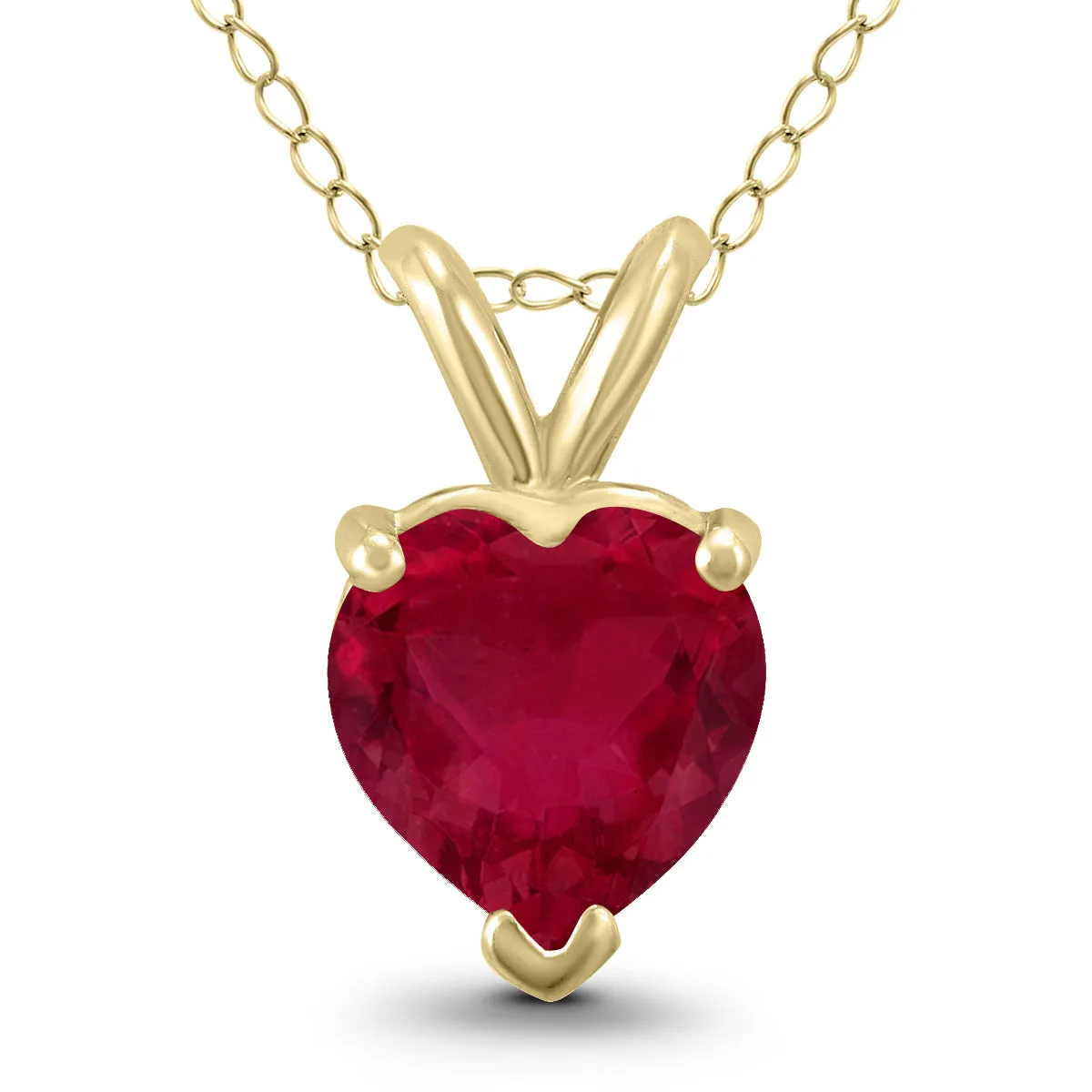 14K Yellow Gold 4Mm Heart Ruby Pendant