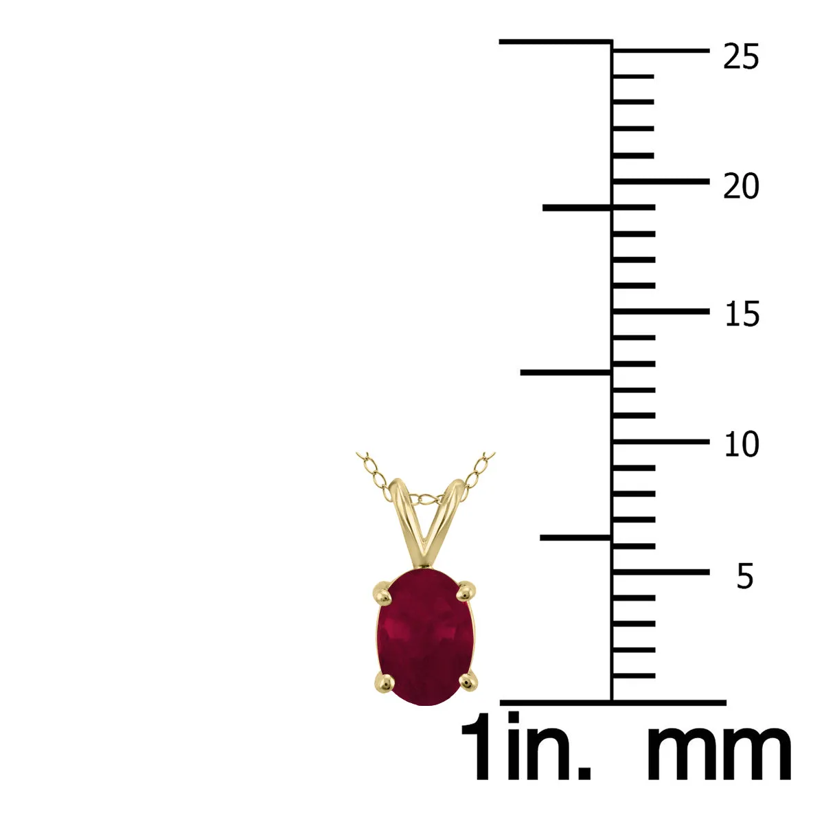 14K Yellow Gold 5X3Mm Oval Ruby Pendant