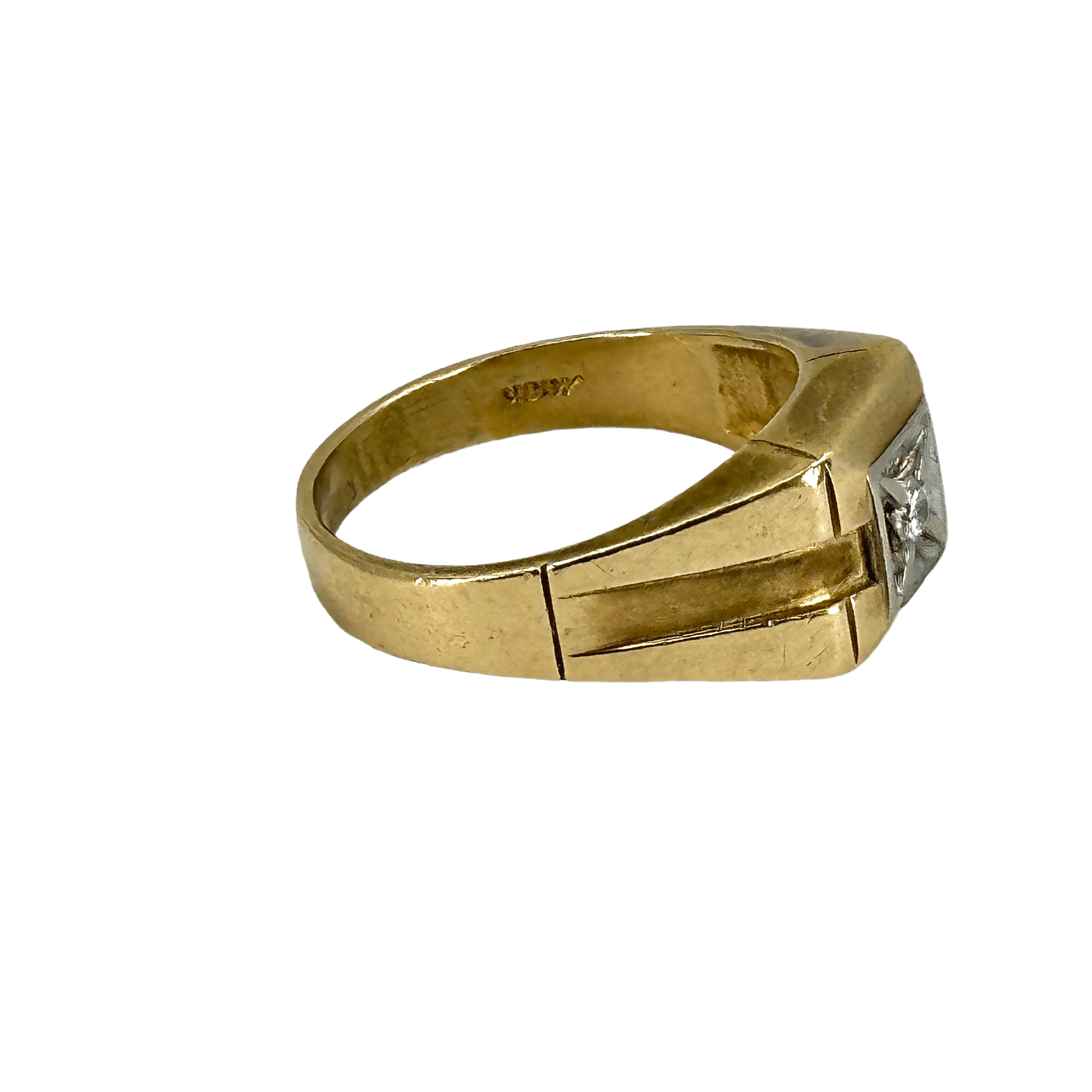 14K YELLOW GOLD DIAMOND MEN'S RING Size 11