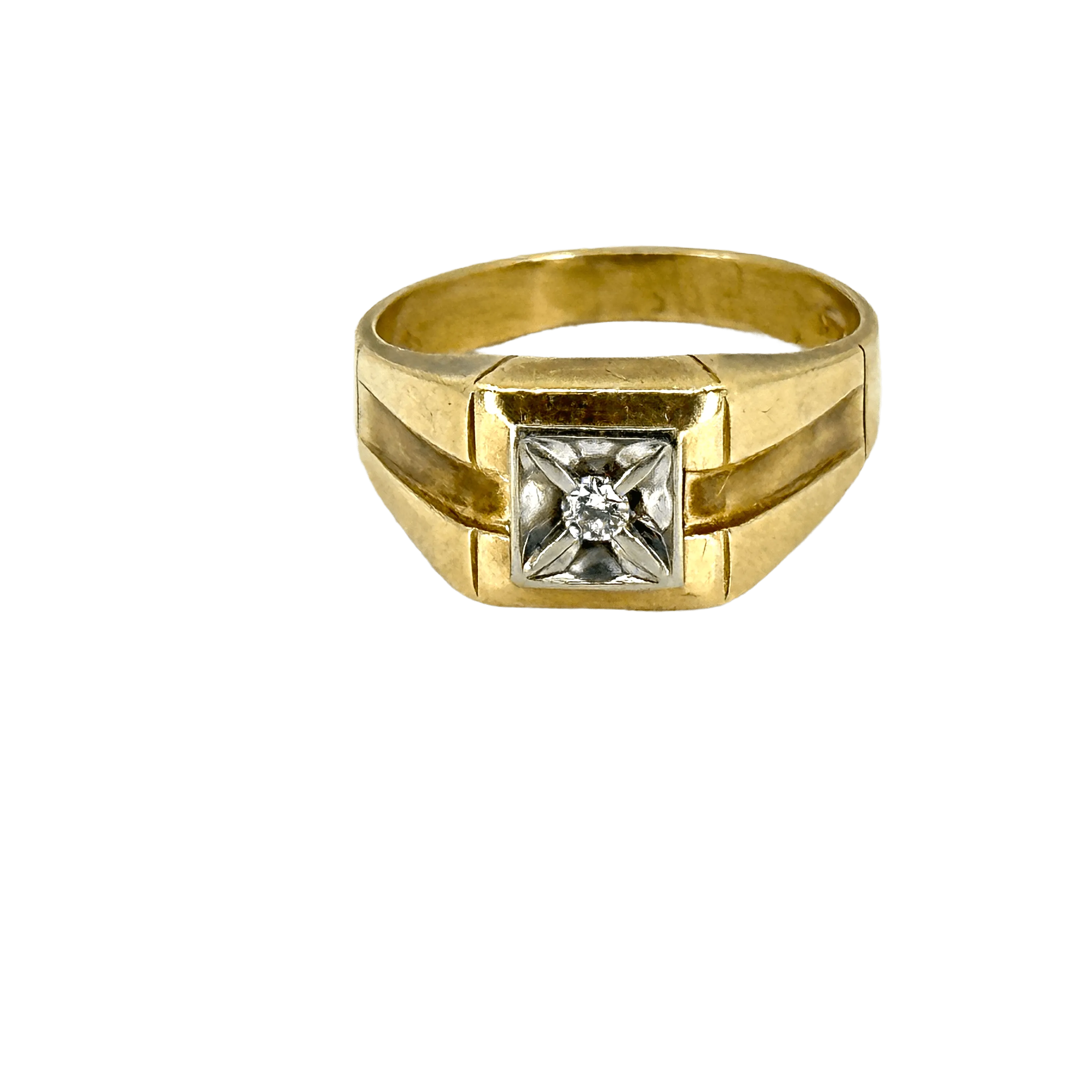 14K YELLOW GOLD DIAMOND MEN'S RING Size 11