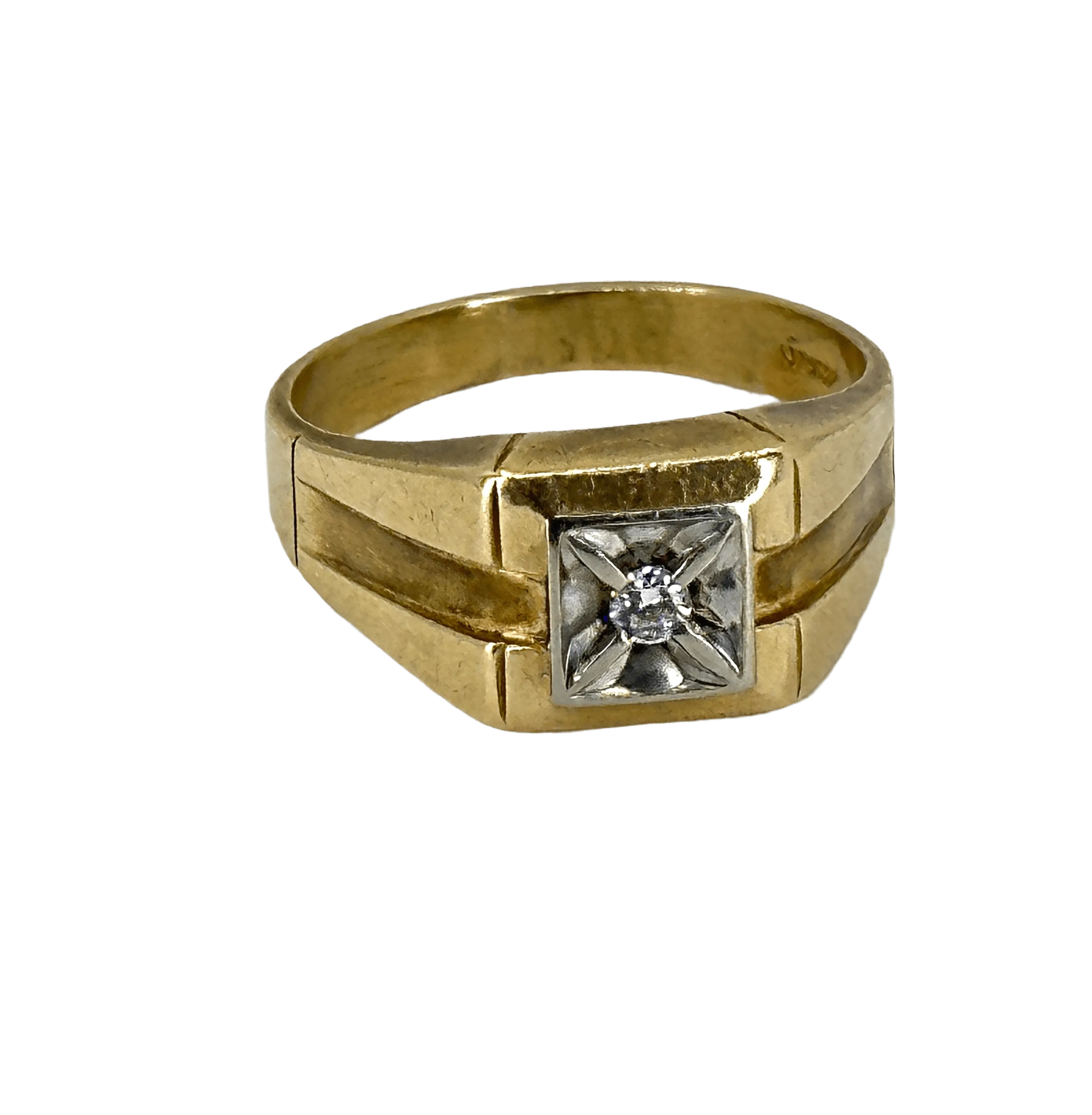 14K YELLOW GOLD DIAMOND MEN'S RING Size 11