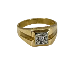 14K YELLOW GOLD DIAMOND MEN'S RING Size 11