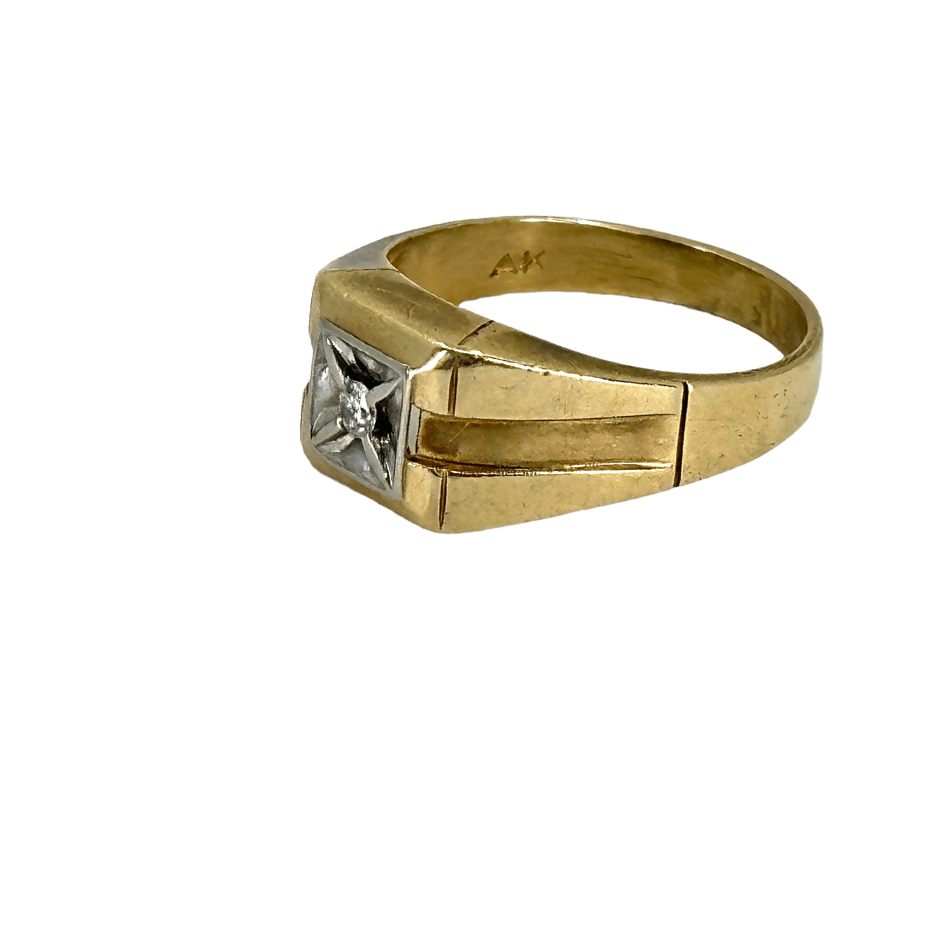 14K YELLOW GOLD DIAMOND MEN'S RING Size 11