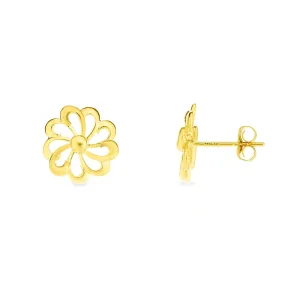 14k Yellow Gold Flower Stud Earrings