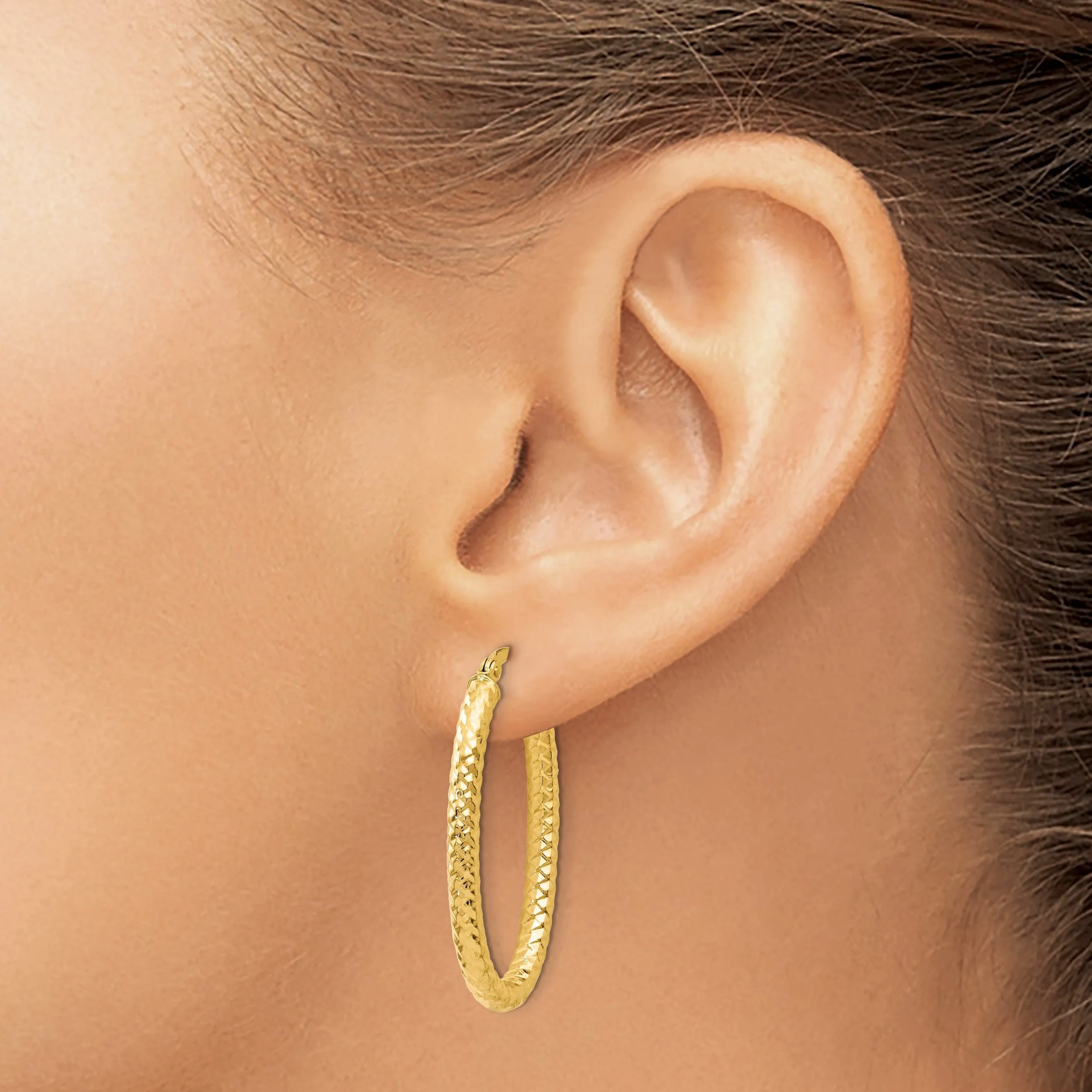 14k Yellow Gold Forever Lite Oval Hoop Earrings