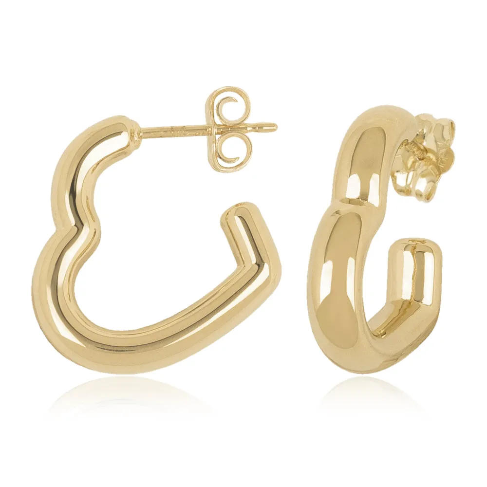 14k Yellow Gold Small Open Heart J Hoop Earrings