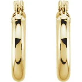 14K Yellow Tube 13 mm Hoop Earrings