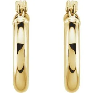 14K Yellow Tube 13 mm Hoop Earrings